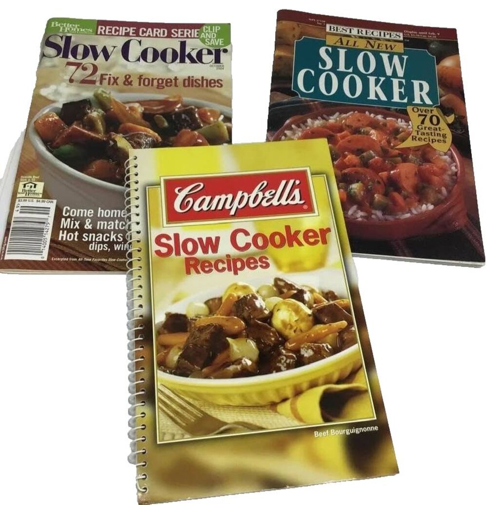 Lot 3 Slow Cooker Cookbook Recipes BHG Campbells Meals Complete Easy Fast PB
